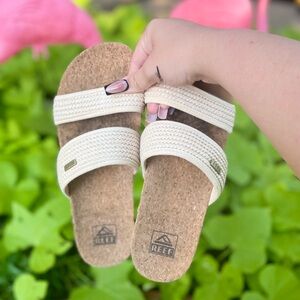 Reef Beige Woven Slide Sandals ( SOLD)